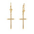 14K Polished Yellow Gold Plain Tube Cross Earrings