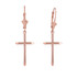 14K Polished Rose Gold Plain Tube Cross Earrings