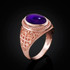 Rose Gold Jerusalem Cross Purple Amethyst Cabochon Statement Ring