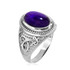 White Gold Celtic Knot Band Purple Amethyst Cabochon Statement Ring