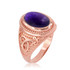 Rose Gold Celtic Knot Band Purple Amethyst Cabochon Statement Ring