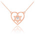 14K Rose Gold Star of David Diamond Pave Heart Necklace
