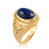 Yellow Gold Celtic Knot Lapis Lazuli Gemstone Statement Ring