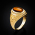 Yellow Gold Celtic Knot Tiger Eye Gemstone Statement Ring