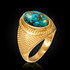 Yellow Gold Blue Copper Turquoise Statement Ring