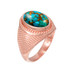 Rose Gold Blue Copper Turquoise Statement Ring