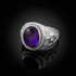 White Gold Star of David Purple Amethyst Cabochon Statement Ring