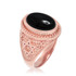 Rose Gold Star of David Black Onyx Jewish Statement Ring