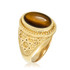Gold Star of David Tiger Eye Gemstone Jewish Statement Ring