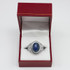 White Gold Star of David Lapis Lazuli Gemstone Jewish Statement Ring