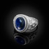 White Gold Star of David Lapis Lazuli Gemstone Jewish Statement Ring