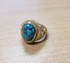 Gold Star of David Blue Copper Turquoise Jewish Statement Ring