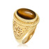 Gold Lotus Yoga Tiger Eye Gemstone Statement Ring