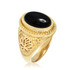 Gold Lotus Yoga Mantra Black Onyx Statement Ring