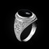 White Gold Lotus Yoga Mantra Black Onyx Statement Ring