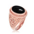 Rose Gold Lotus Yoga Mantra Black Onyx Statement Ring