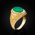 Yellow Gold Celtic Trinity Green Onyx Statement Ring