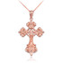 Rose Gold Fleur-de-Lis Cross Pendant Necklace