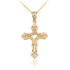 Gold Open Heart Cross Charm Pendant Necklace