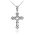 White Gold Open Heart Cross Charm Pendant Necklace