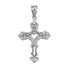 White Gold Open Heart Cross Charm Pendant Necklace