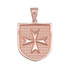 Rose Gold Knights Hospitaller Maltese Cross Badge Pendant Necklace