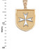 Two-Tone Gold Knights Hospitaller Maltese Cross Badge Pendant Necklace