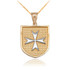 Two-Tone Gold Knights Hospitaller Maltese Cross Badge Pendant Necklace