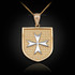 Two-Tone Gold Knights Hospitaller Maltese Cross Badge Pendant Necklace