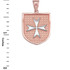 Two-Tone Rose Gold Knights Hospitaller Maltese Cross Badge Pendant Necklace