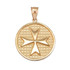 Solid Gold Knights Templar Maltese Cross Medallion Pendant Necklace