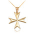 Polished Gold Maltese Cross Pendant Necklace