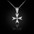 White Gold Maltese Cross Womens Tiny Charm Necklace