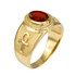 Gold Egyptian Ankh Cross Birthstone CZ Unisex Ring