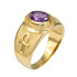 Gold Egyptian Ankh Cross Birthstone CZ Unisex Ring