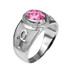 White Gold Egyptian Ankh Cross Birthstone CZ Unisex Ring