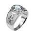 White Gold Egyptian Ankh Cross Birthstone CZ Unisex Ring
