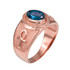 Rose Gold Egyptian Ankh Cross Birthstone CZ Unisex Ring