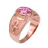 Rose Gold Egyptian Ankh Cross Birthstone CZ Unisex Ring