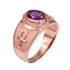 Rose Gold Egyptian Ankh Cross Birthstone CZ Unisex Ring