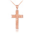 Rose Gold Guadalupe Latin Cross Rosary Pendant Necklace