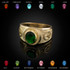 Gold Peace Sign Band CZ Birthstone Ring