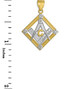 Two-Tone Gold Square Diamond Masonic Pendant