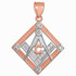 Two-Tone Rose Gold Square Diamond Masonic Pendant