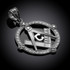 White Gold Round Diamond Masonic Pendant