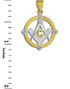 Two-Tone Gold Round Diamond Masonic Pendant
