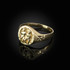 Yellow Gold Gemini Satin DC Band Ladies Zodiac Ring
