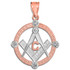 Two-Tone Rose Gold Round Diamond Masonic Pendant