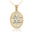 Two-Tone Gold Chinese "Lucky" Symbol Pendant Necklace