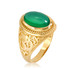 Gold Om Green Onyx Oval Gemstone Mens Ring